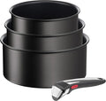 Tefal Ingenio Unlimited ON Try-Me Pan Set 3 Pieces Stackable Removable Handle Space Saving Non-Stick Induction Black (L3959443)