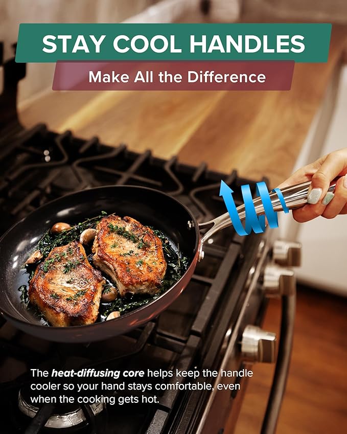 Nuwave Lux 13-Piece Premium Cookware Collection Healthy G10 Duralon Blue Ceramic Nonstick Ultra Durable PFAS-Free Lightweight &amp Works on All Cooktops