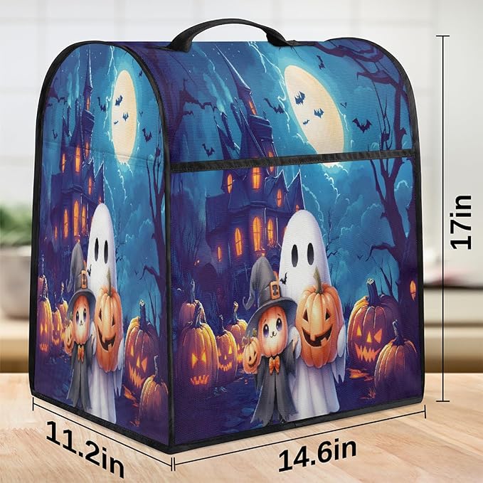 cfpolar Kitchen Aid Mixer Cover Compatible with 6-8 Quarts Halloween Cute Ghosts Pumpkin Stand Mixer Cover Kitchen Aid Mixers Accessories Appliance Organizer Bag Dust Covers with Zipper Pocket