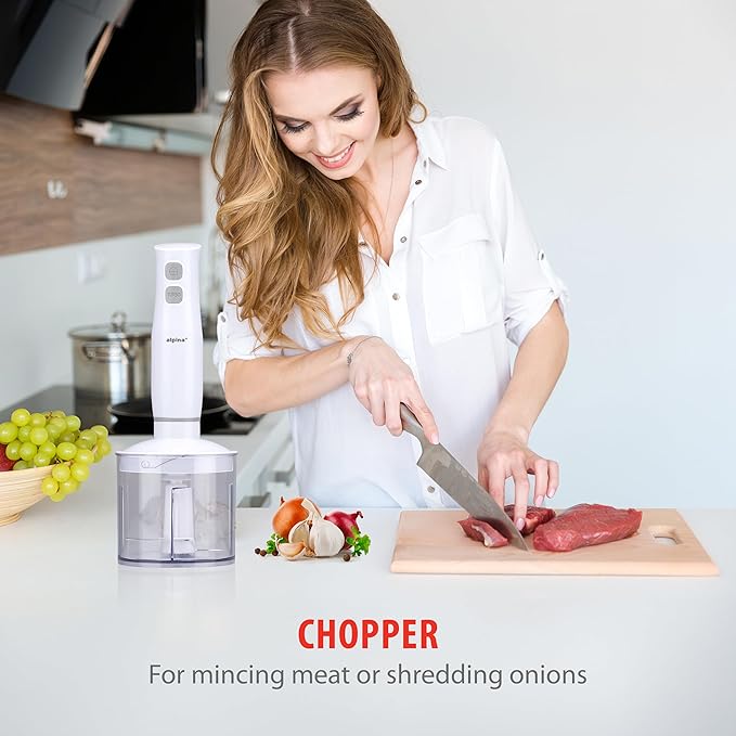 Alpina Hand Blender with Accessories Mini Chopper Blender Arm Blender Multifunction 400W White