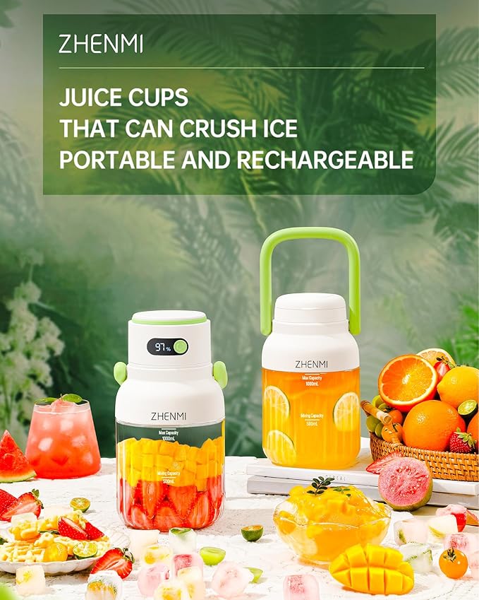 Portable Blender Personal Blender for Smoothies &amp Shakes Cordless 33oz BPA-Free Vessel 18000RPM Motor Leakproof Lid with Sip Spout USB-C Rechargeable Easy-to-Clean Parts (Green)