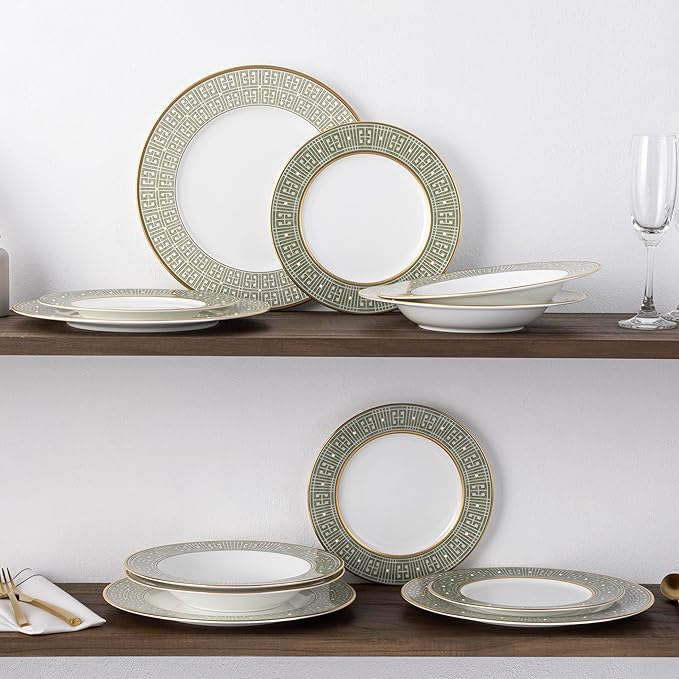 Noritake Infinity Green Gold 12-Piece Dinnereware Set Service for 4
