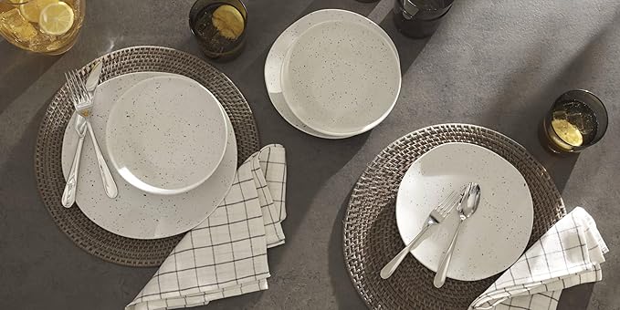 Oneida 895951 Terrazzo Melamine Cream 12 Piece Dinnerware Set Lightweight Melamine Material