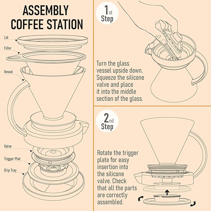 Pour Over Coffee Maker – Borosilicate Glass Dripper with Stainless Steel Reusable Filter Manual Eco Brewer Plastic-Free Non-Toxic Coffee Station Innovation Infuser for Daily Brewing