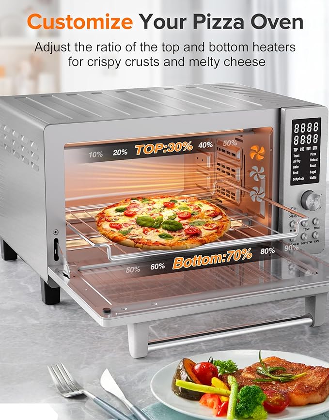 Nuwave Bravo Pro Smart 21QT Toaster Oven Air Fryer Combo Convection Oven Countertop 10 functions all in 1 with even &amp quick crisp technology 50-450°F 1800W Stainless Steel