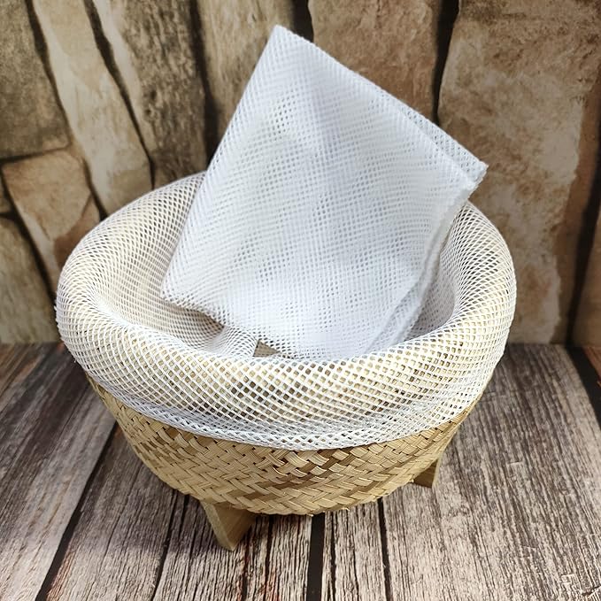 Sticky Rice Steamer Basket with Stand – 6.5 Diameter Bamboo Handmade Rice Steaming Basket – Includes 2 Free Cheesecloths – Thai Style Traditional Rice Cooker