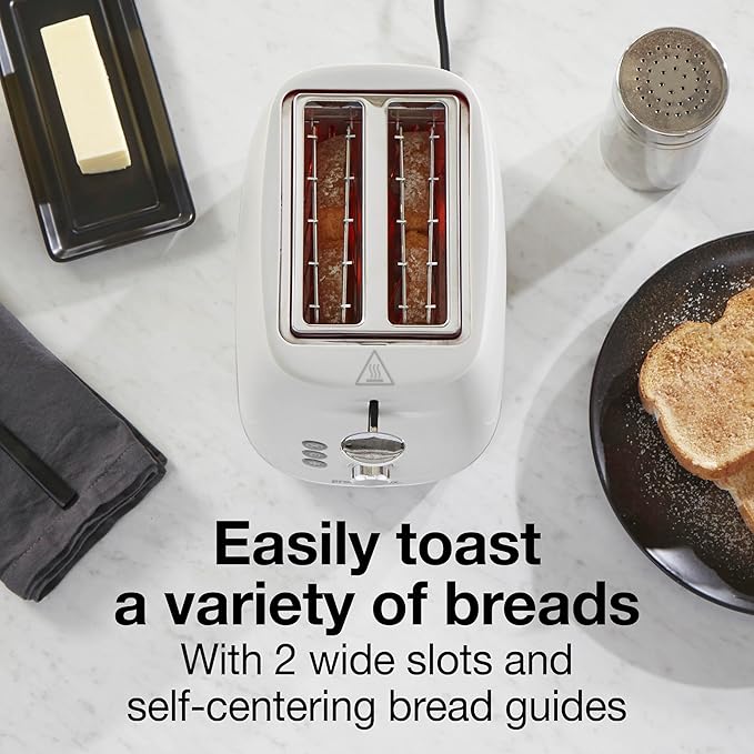 Proctor Silex Plastic 2 Slice Toaster Bagel Defrost &amp Cancel Buttons Browning Control With 7 Shades Auto Shutoff Slide-Out Crumb Tray Oat White (22660)
