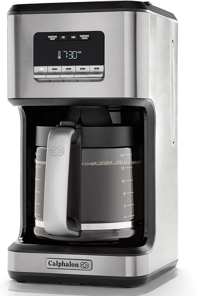 Calphalon Coffee Maker Programmable Coffee Machine with Glass Carafe 14 Cups Stainless Steel