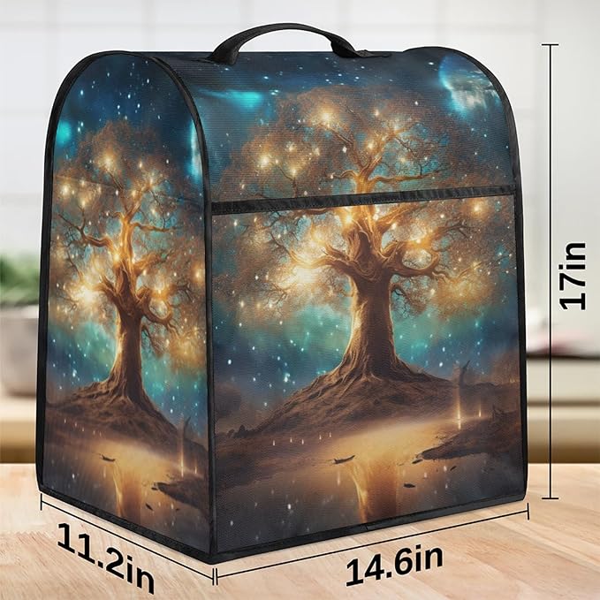 cfpolar Kitchen Aid Mixer Cover Compatible with 6-8 Quarts Tree Of Life Blue Stand Mixer Cover Kitchen Aid Mixers Accessories Appliance Organizer Bag Dust Covers with Zipper Pocket