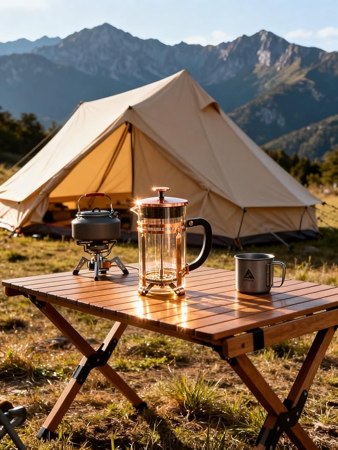 French Press Coffee Maker 34Oz Coffee Press with 304 Stainless Steel 4 Filters Borosilicate Glass Heat Resistant Carafe 100% BPA-Free Teapot &amp Coffee Press Copper Finish