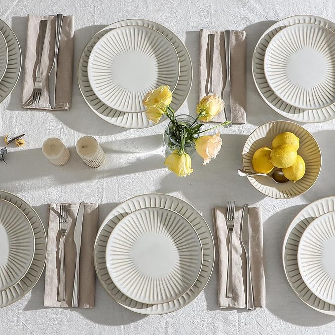 Stone Lain Linea 24-Piece Dinnerware Set Stoneware White