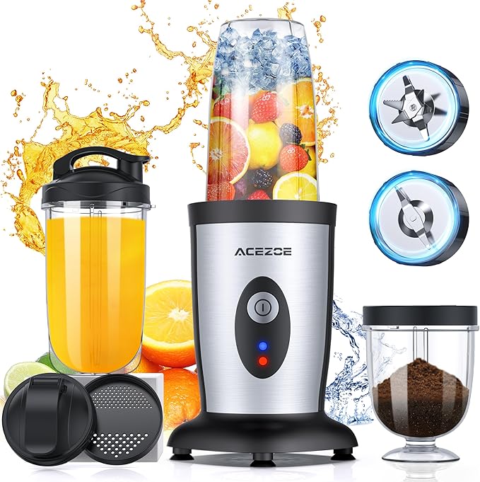 Personal Blender Shakes and Smoothies 3D 6-leafs 850W Portable Blender One-Button Mixer 2x17oz Personal Blenders Bottle BPA Free Kitchen baby food Grinding Juice