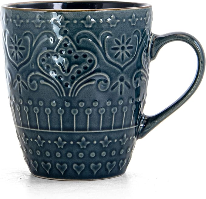 Elama Deepsea Mozaic 16 Piece Round Stoneware Dinnerware Set in Sea Blue