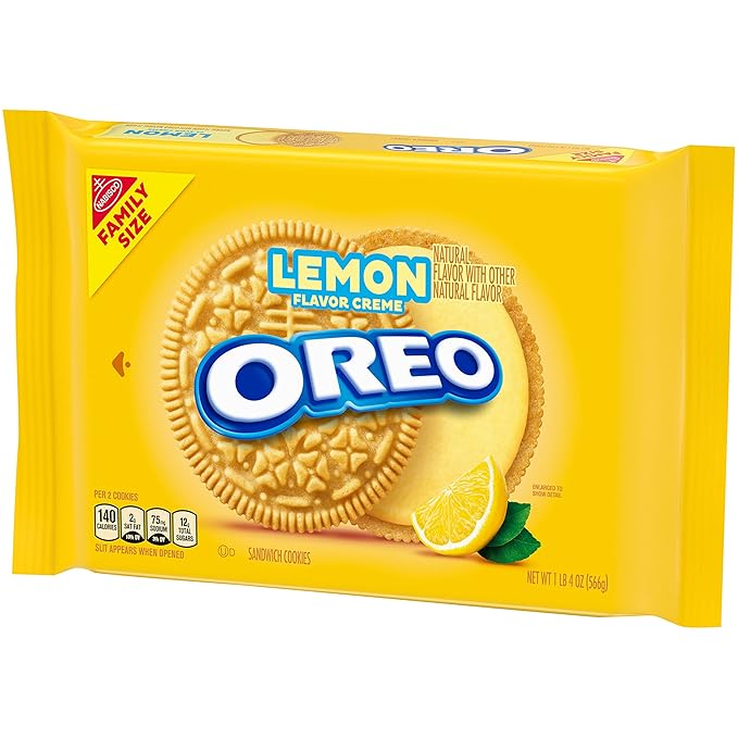 OREO Lemon Creme Sandwich Cookies Family Size 12 - 20 oz Packs