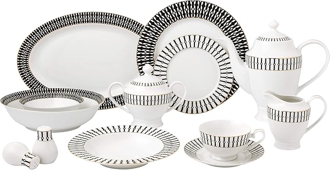 Lorren Home Trends Fiesta-57 Dinnerware Set for Entertaining One Size Black