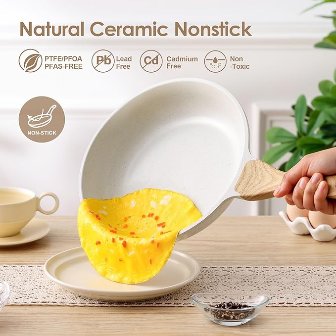 SENSARTE Ceramic Cookware Sets Pots and Pans Set Non stick 13 Piece Induction Cookware 16 Pcs Nonstick Kitchen Cooking Set w/Frying Pans Set Saucepans Set