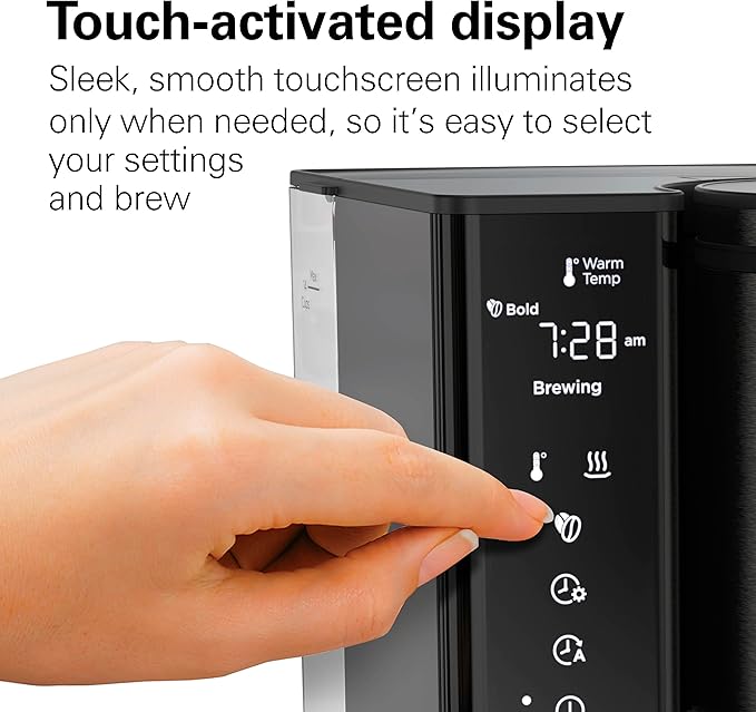 Hamilton Beach 14 Cup Programmable Coffee Maker with Easy Measure Light Up Reusable Filter Removable 70 Oz. Water Reservoir Black and Stainless Steel