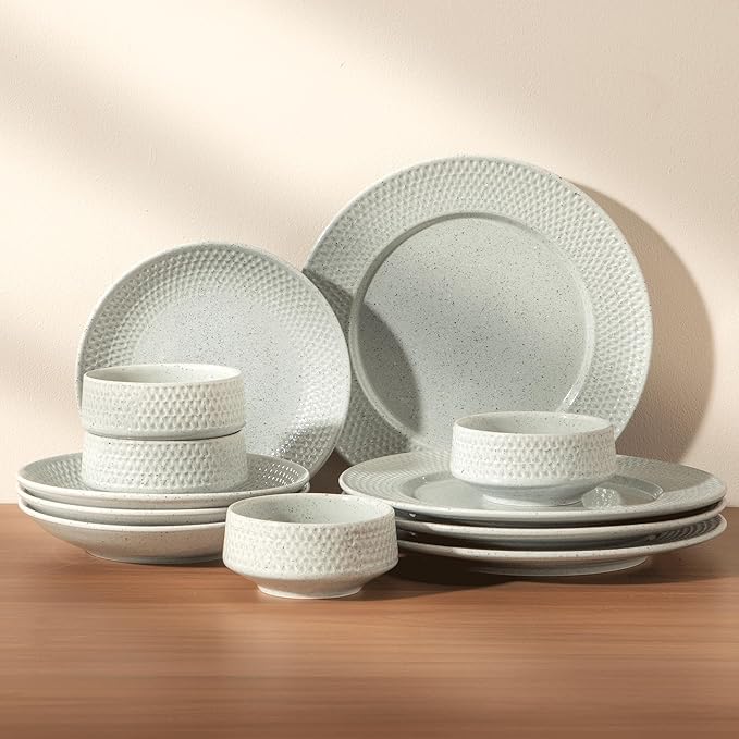 Dinnerware sets plates and bowls sets modern platesCeramic Dinnerware Sets12 Pieces Porcelain Lightweight PlatesScratch Resistant Dish Set (style - 12 4 - Set (12pcs))