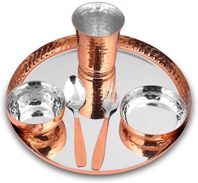 STEEL Stainless Steel Premium Series Laser Printed Dinner Set (Copper Set of 6- Serves 1)