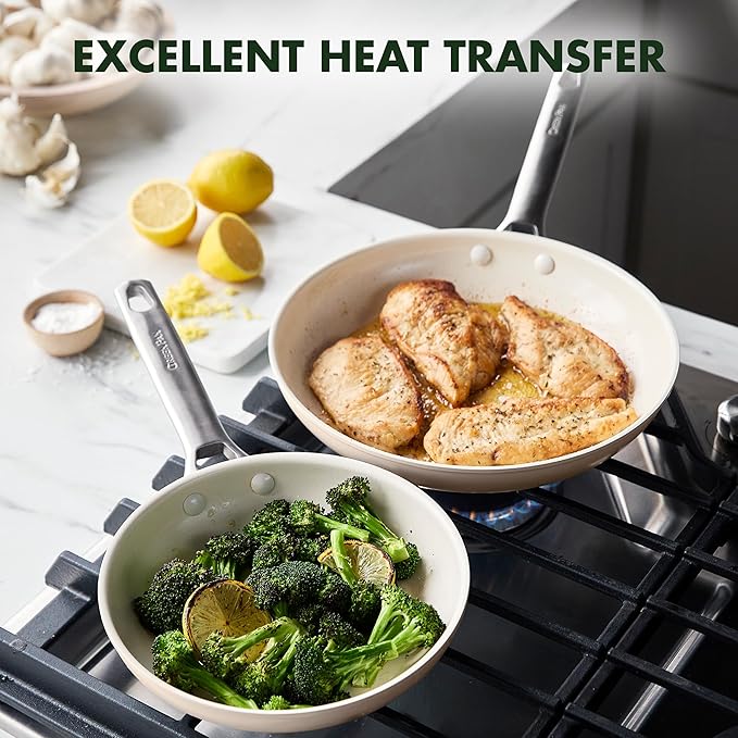 GreenPan Padova Hard Anodized Healthy Ceramic Nonstick 17 Piece Cookware Set PFAS-Free Induction Dishwasher Safe Oven Safe Taupe