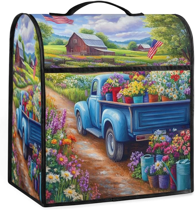 cfpolar Kitchen Aid Mixer Cover Compatible with 6-8 Quarts Spring Flower American Banner Stand Mixer Cover Kitchen Aid Mixers Accessories Appliance Organizer Bag Dust Covers with Zipper Pocket