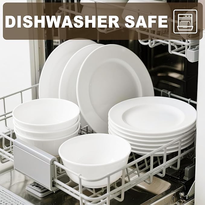6 Sets Plates And Bowls Set(18 Piece) - Unbreakable Lightweight Dinnerware Set With 26 oz Cereal Bowls 8 inch Dessert Plates 10.5inch Dinner Plates Dishwasher Safe Reusable Gift for Wedding Home