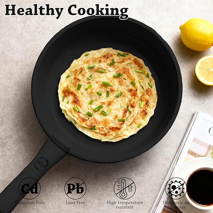 24 Pcs pots and pans setcookware set non stickpots and pans set Oven-safe and dishwasher-safePFAS/PFOA FreeInduction Dishwasher Oven Safe cookware set (Black)