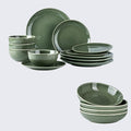 AmorArc Ceramic Dinnerware Sets for 4 12 Pieces Handpainted Plates and Bowls Set with Reactive Glaze Scratch Resistant Stoneware Dishes Set Dishwasher &amp Microwave Safe (16pc)
