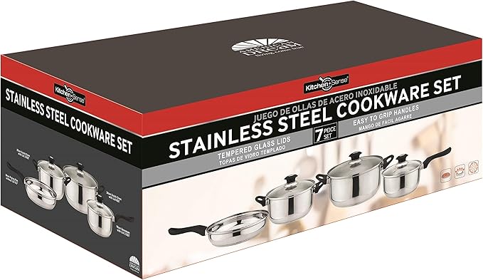 Kitchen Sense Stainless Steel Cookware 7 Piece Starter Set