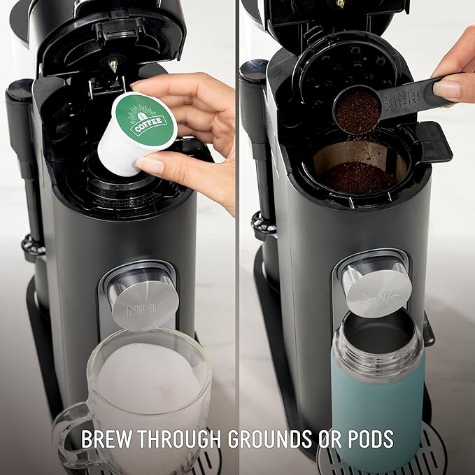 Ninja | Coffee Maker | Single Serve |Brew with Coffee Pods &amp Grounds| Compatible with K-Cup Coffee Pods | 4 Brew Styles up to 24oz Cup Sizes &amp 56oz Removable Reservoir | Black | PB051