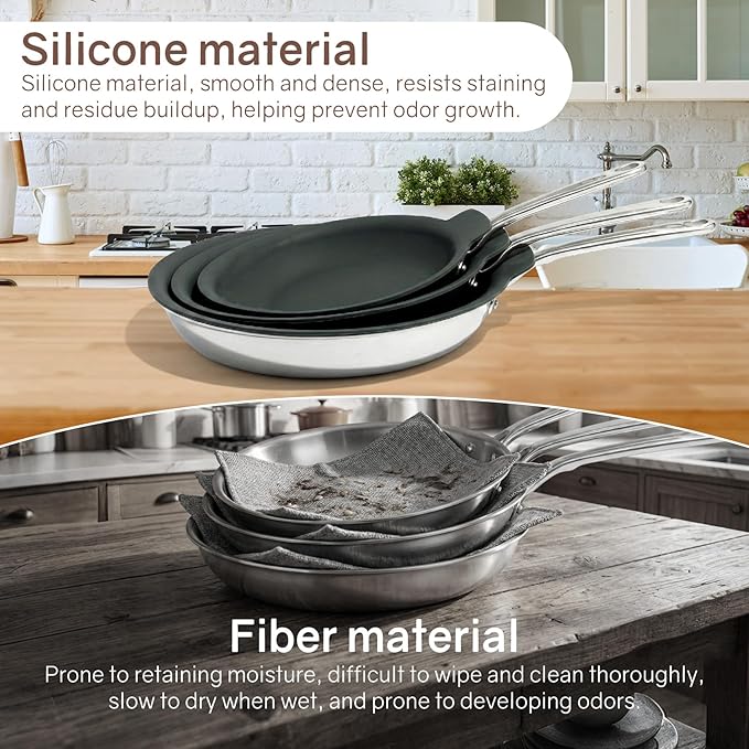 Silicone Pan Protectors (Include 81012) Set Of 3Frying Pans Protectors For Stacking Non Stick And Protecting Your fry pan Compatible with Hexclad Cookware Set Tfal Nonstick Frying Pans &ampMo