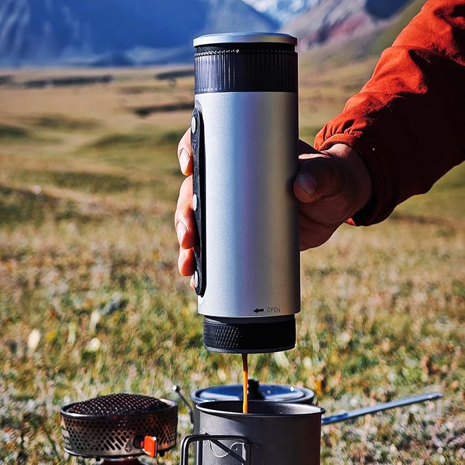 Bincoo Portable Electric Espresso Machine with Stand Self-Heating 20 Bar Car Coffee Maker Double Shot Travel Coffee Machine for Camping Travel RV Hiking Office H1pro