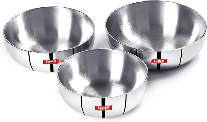 Sumeet 3mm Induction Bottom Aluminium Tasra Set of 3Pcs (1.8Ltr 2.3Ltr 2.8Ltr)