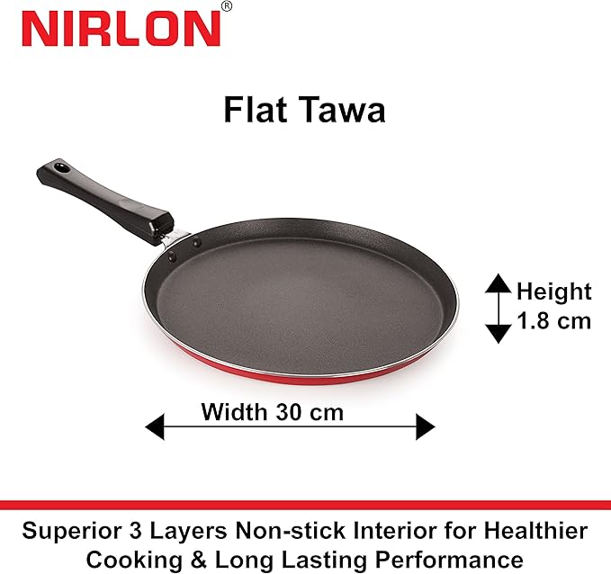 Nirlon Non-Stick Aluminium Cookware Set 2-Pieces Red/Black (2.6mm_FT13_CT12_64_3)