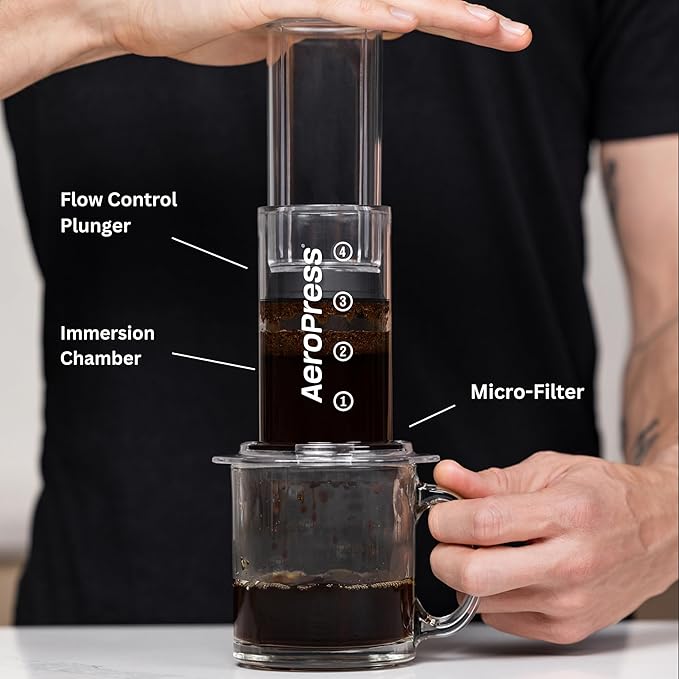 AeroPress 3 in 1 Coffee Maker Bundle - French Press Pourover &amp Espresso-Style Coffee Portable &amp Ideal for Camping