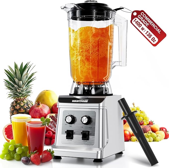 WantJoin 136oz Commercial Blender – Heavy Duty 18800 RPM Professional Blender with Pure Copper Motor Multi-Speed Dishwasher Safe for Smoothies &amp Juices