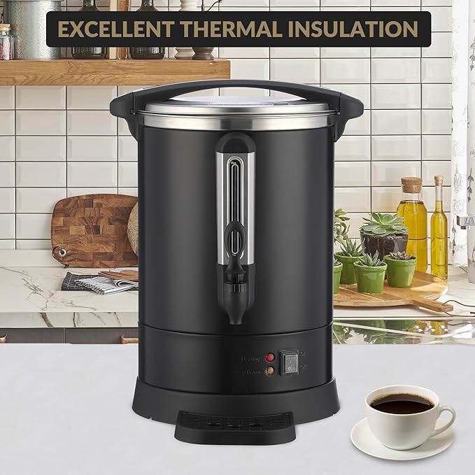 120 Cups Coffee Urn&ampHot Beverage Dispenser 18 L/4.8 Gal Double Wall Commerical Coffee Maker Large Capacity Hot Coffee Dispenser for Buffet Catering Wedding Gathering Stainless Steel Hot Water U
