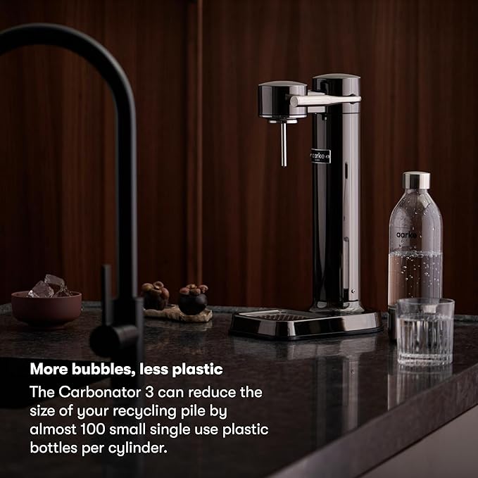 aarke - Carbonator III Premium Carbonator/Sparkling &amp Seltzer Water Maker with PET Bottle (Black Chrome)