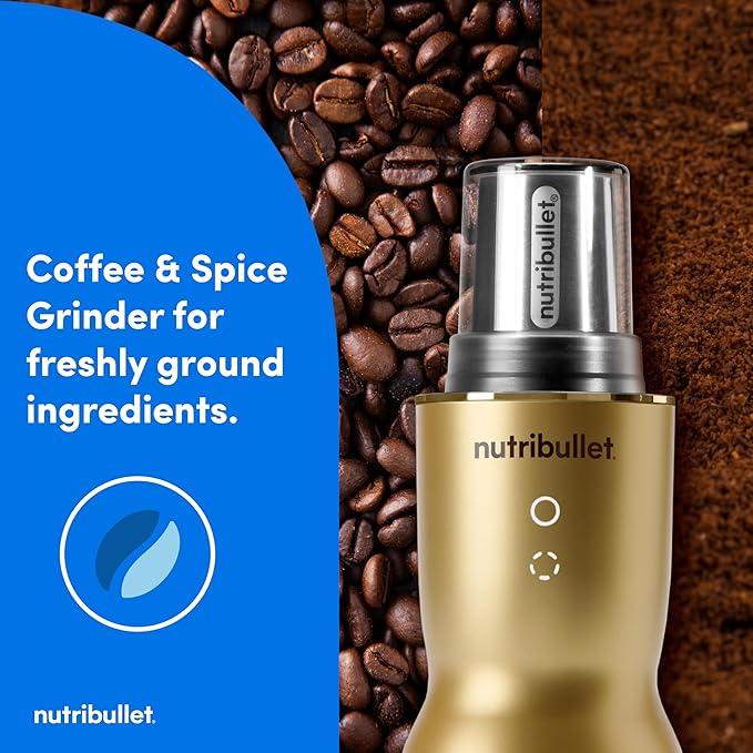 nutribullet® Ultra Plus+ 3-1 Compact Kitchen System 1200W Kitchen System with Blender Food Processor and Coffee and Spice Grinder 32oz and 24oz Blending Cups 2-Cup Food Processor Brass