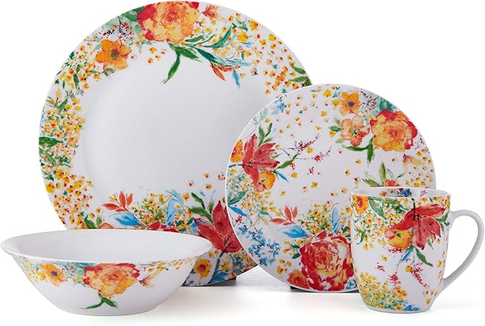 Fitz &amp Floyd Garden Delight 32 Piece Floral Dinnerware Set Service for 8 Multicolored
