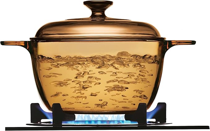 Visions 6pc Cook Pot Set with Glass Covers Amber