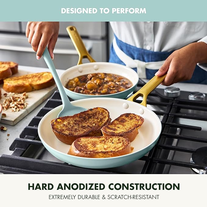 GreenPan Nonstick Reserve Pro 10 Piece Cookware Set NSF Certified Ceramic Hard Anodized PFAS-Free Pots &amp Pans Set with Lids Stainless Steel Handles Oven &amp Dishwasher Safe Seaside Blue