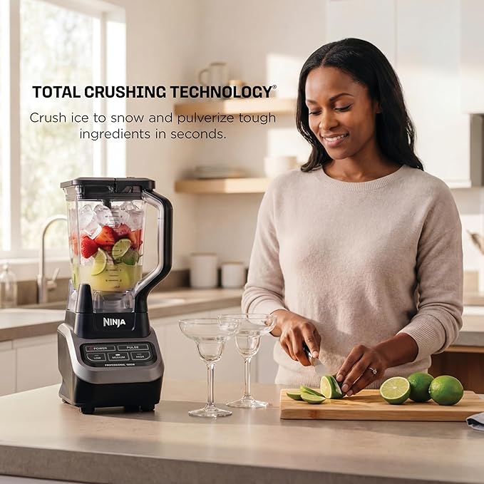 Ninja Professional Blender 1000W Total Crushing Technology- Smoothies Ice Crushing &amp Frozen Fruit Full-Size Countertop Blender 72-oz. Pitcher Black &amp Grey BL610