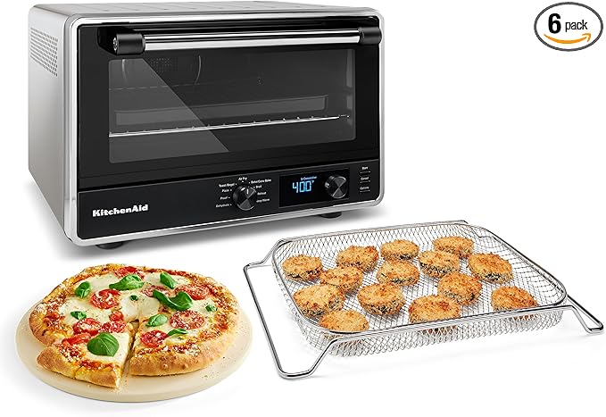 KitchenAid Digital Countertop Oven with Air Fry &amp Pizza Stone KCO128CU Contour Silver