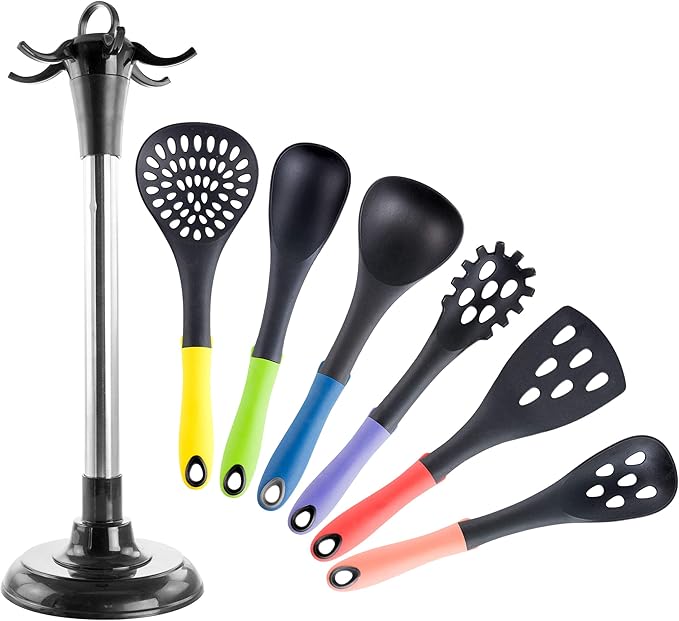 MegaChef Nylon Tool Cookware Utensil Set 7 Piece Assorted Multi-Color