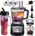 Food Processor Blender Combo3-1 Countertop Blender with 8-cup Processor BowlGrinder24oz To-Go Lid Cup1000W Blenders for Kitchen with Smoothies&ampShakes Electric Cheese Grater/ShreddingDough