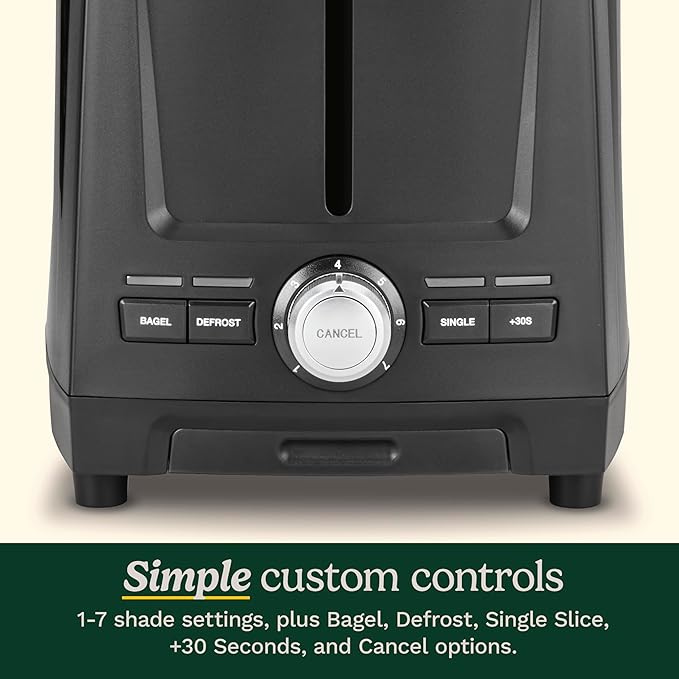 Cuisinart Core Collection 2-Slice Toaster | Extra-Long Slots for Artisan Bread Bagel | High-Lift Quickview™ | Single Slice &amp Defrost Function | +30sec Toast Boost | Removable Crumb Tray Black