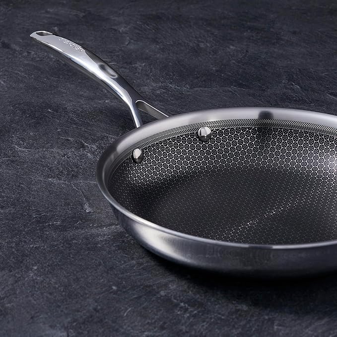 HENCKELS Paradigm 5-pc Cookware Set Nonstick Frying Pan and Silicone Utensil Set 3-Ply Stainless Steel Skillets for Induction Cooktop Gas &amp Electric Stovetops – Dishwasher Safe &amp Oven Safe