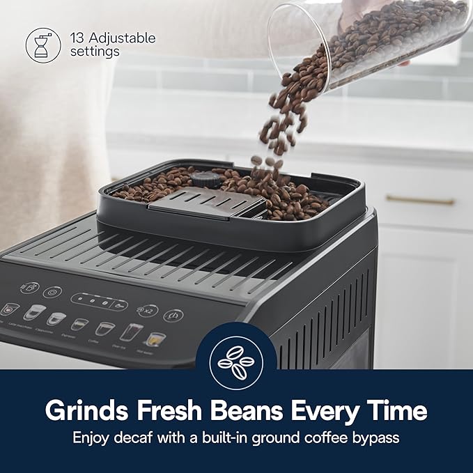 De'Longhi Magnifica Evo Automatic Espresso &amp Coffee Machine with Auto Milk Frother Built-in Grinder &amp Auto-Clean Function - For Latte Cappuccino Americano Iced Coffee ECAM29084SB  Silver