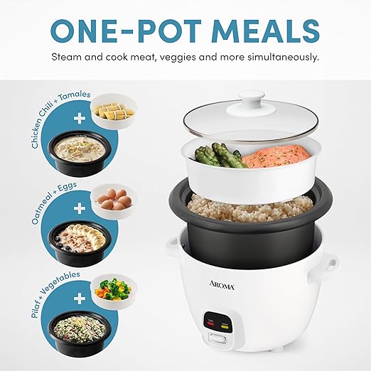 AROMA® 20-Cup (Cooked) One-Touch Rice Cooker and Food Steamer with Auto-Warm | 10 cups uncooked 20 cups cooked (ARC-390NGP)